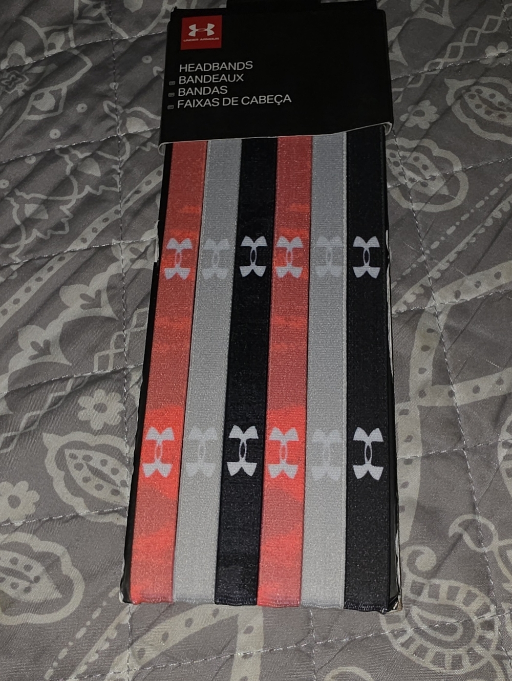 Under Armour Women's Performance Headbands - Black, Gray & Orange (6-Pack)